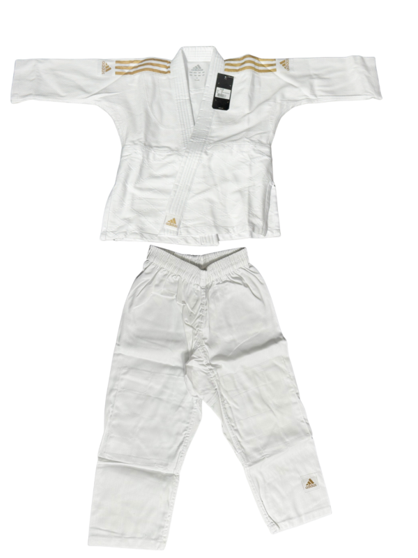JUDOGUI ADIDAS J350 BLANCO CON FRANJAS DORADAS