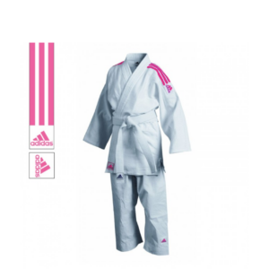 JUDOGUI ADIDAS J350 BLANCO CON FRANJAS ROSAS